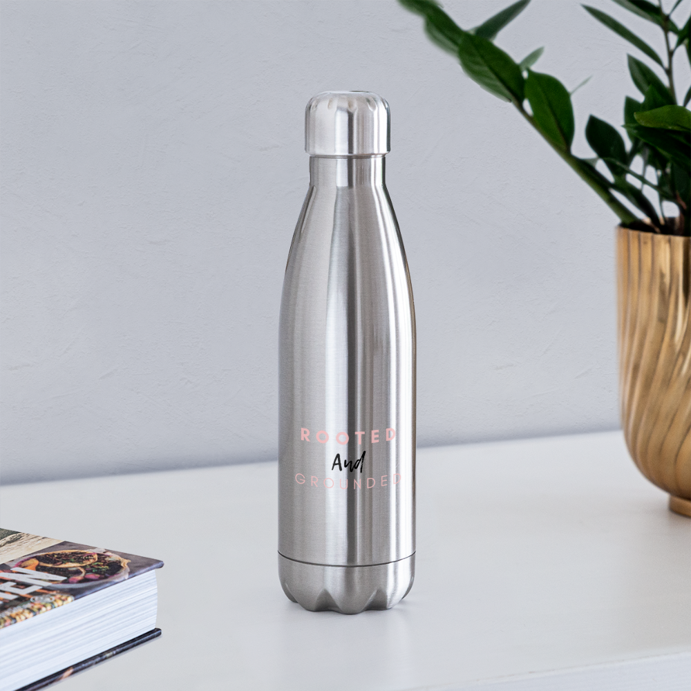 Rooted and Grounded Insulated Stainless Steel Water Bottle - silver