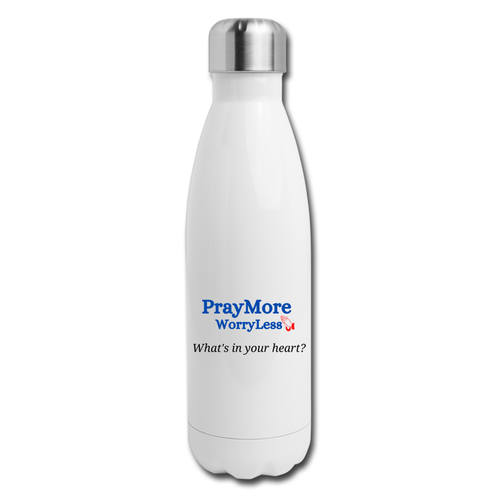 What's In Your Heart? Insulated Stainless Steel Water Bottle - white