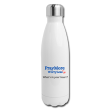 Load image into Gallery viewer, What&#39;s In Your Heart? Insulated Stainless Steel Water Bottle - white
