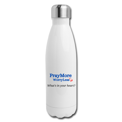 What's In Your Heart? Insulated Stainless Steel Water Bottle - white