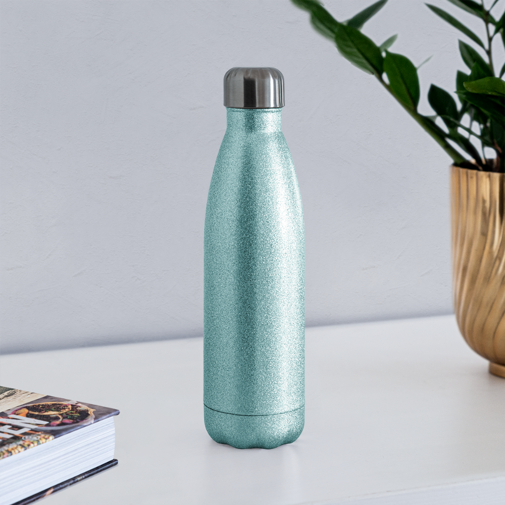 PrayMore WorryLess (Plain) Insulated Stainless Steel Water Bottle - turquoise glitter