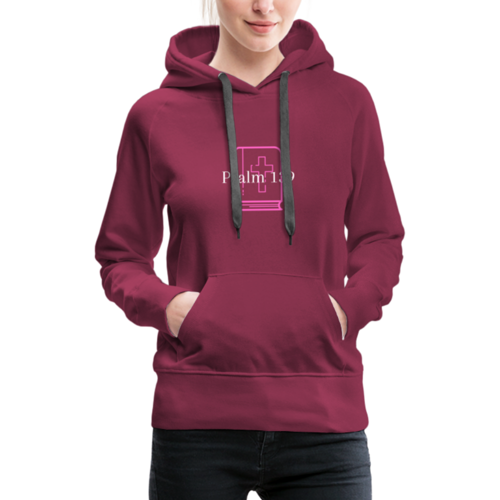 Psalm 139 (Pink & White) Women’s Premium Hoodie - burgundy