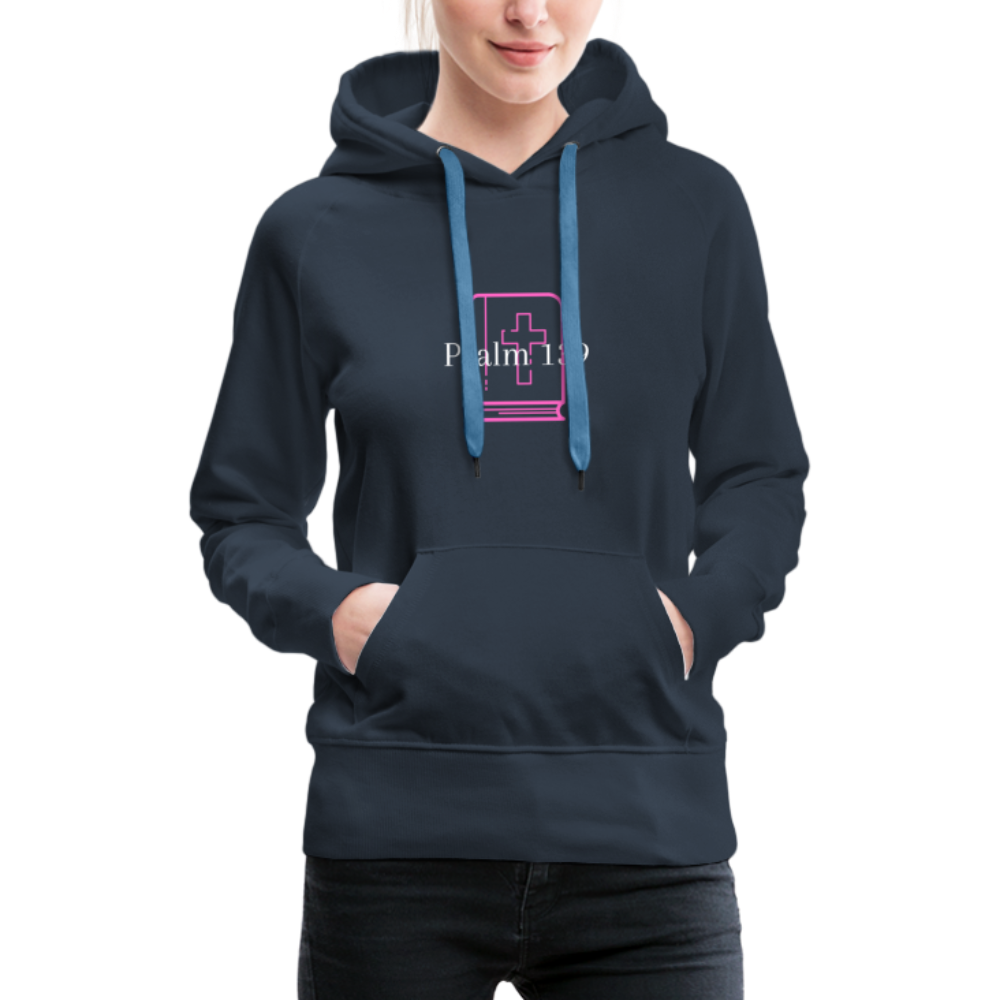 Psalm 139 (Pink & White) Women’s Premium Hoodie - navy
