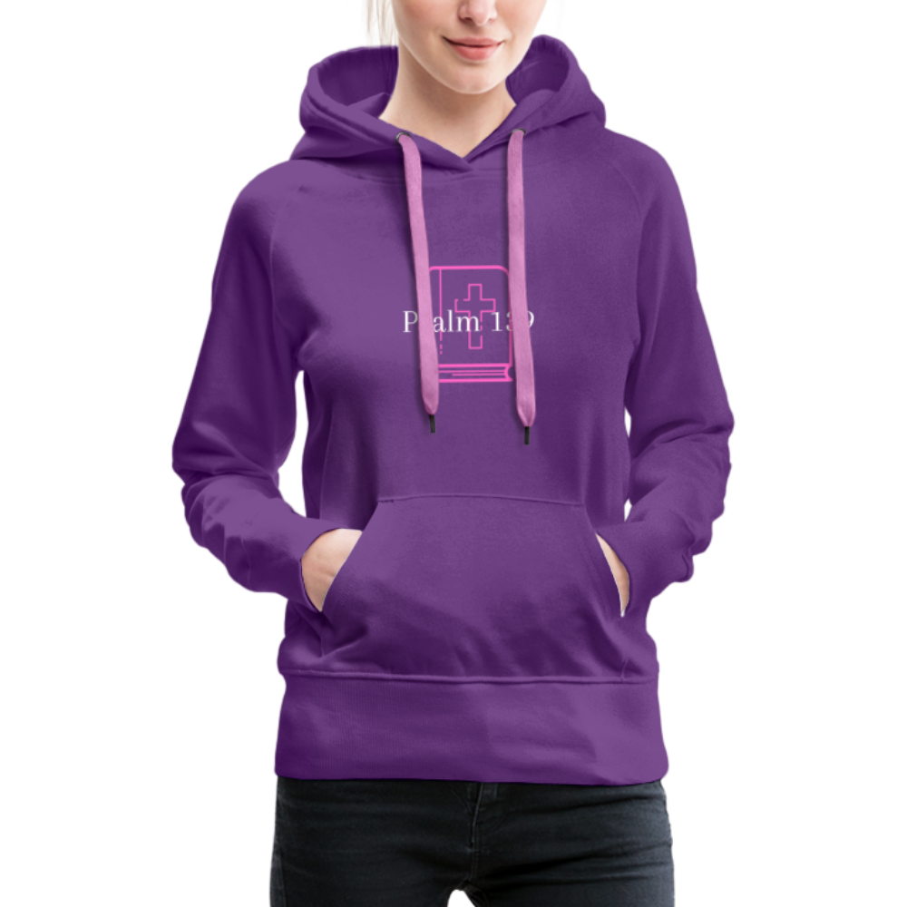 Psalm 139 (Pink & White) Women’s Premium Hoodie - purple