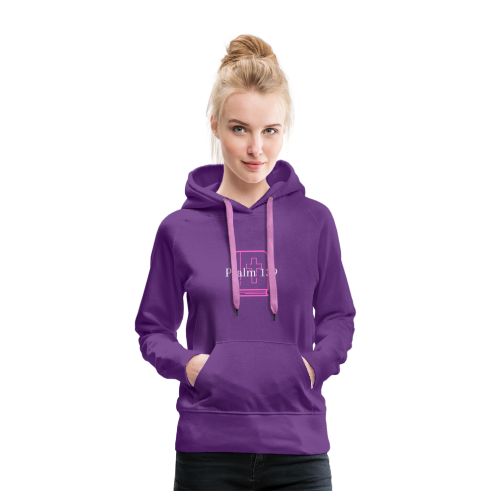 Psalm 139 (Pink & White) Women’s Premium Hoodie - purple