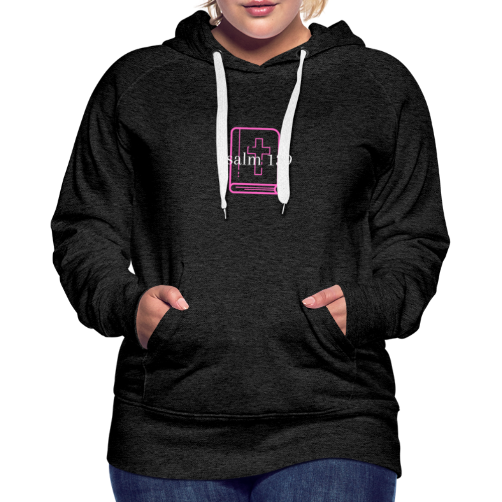 Psalm 139 (Pink & White) Women’s Premium Hoodie - charcoal gray