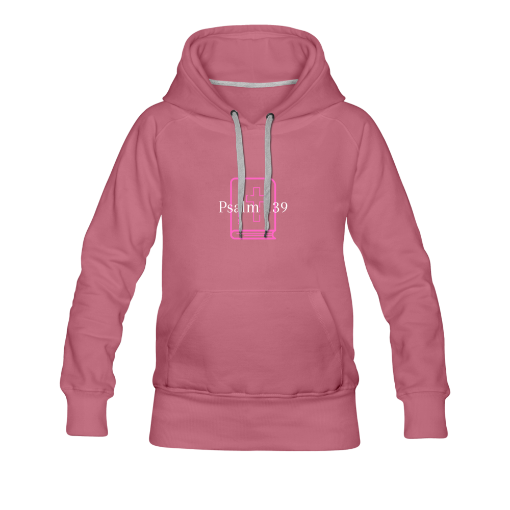 Psalm 139 (Pink & White) Women’s Premium Hoodie - mauve