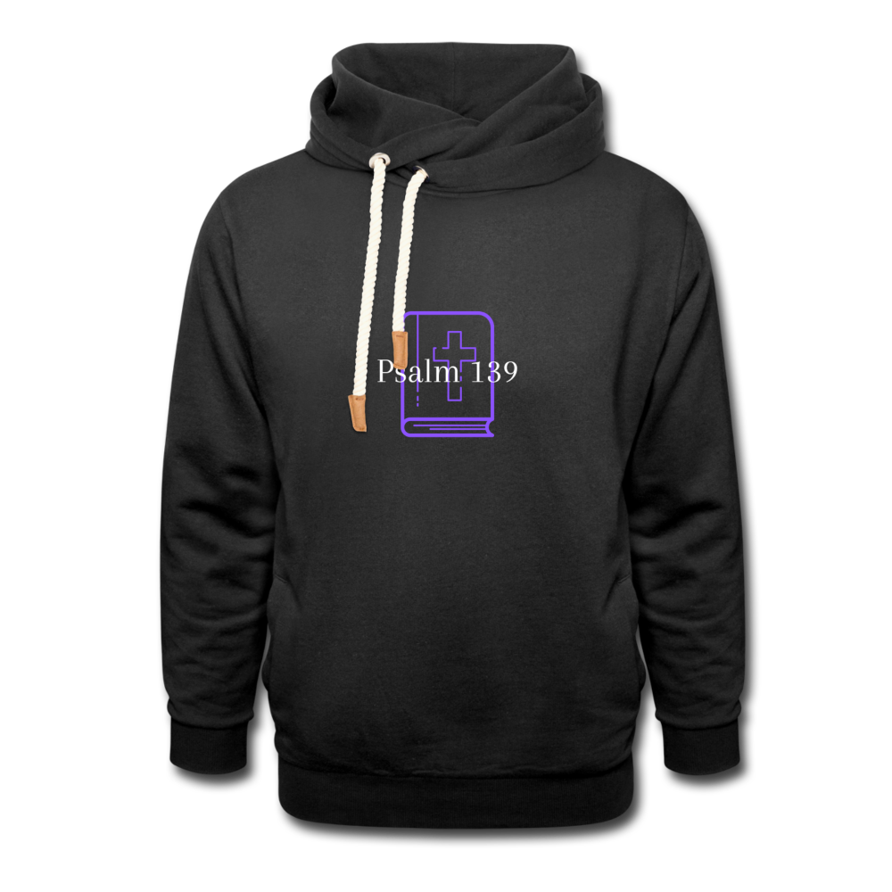 Psalm 139 (Purple & White) Shawl Collar Hoodie - black