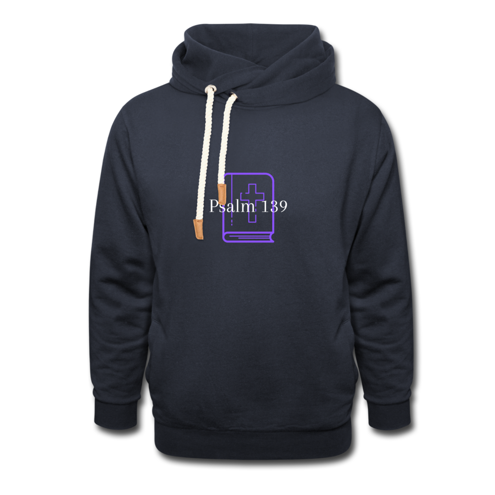 Psalm 139 (Purple & White) Shawl Collar Hoodie - navy