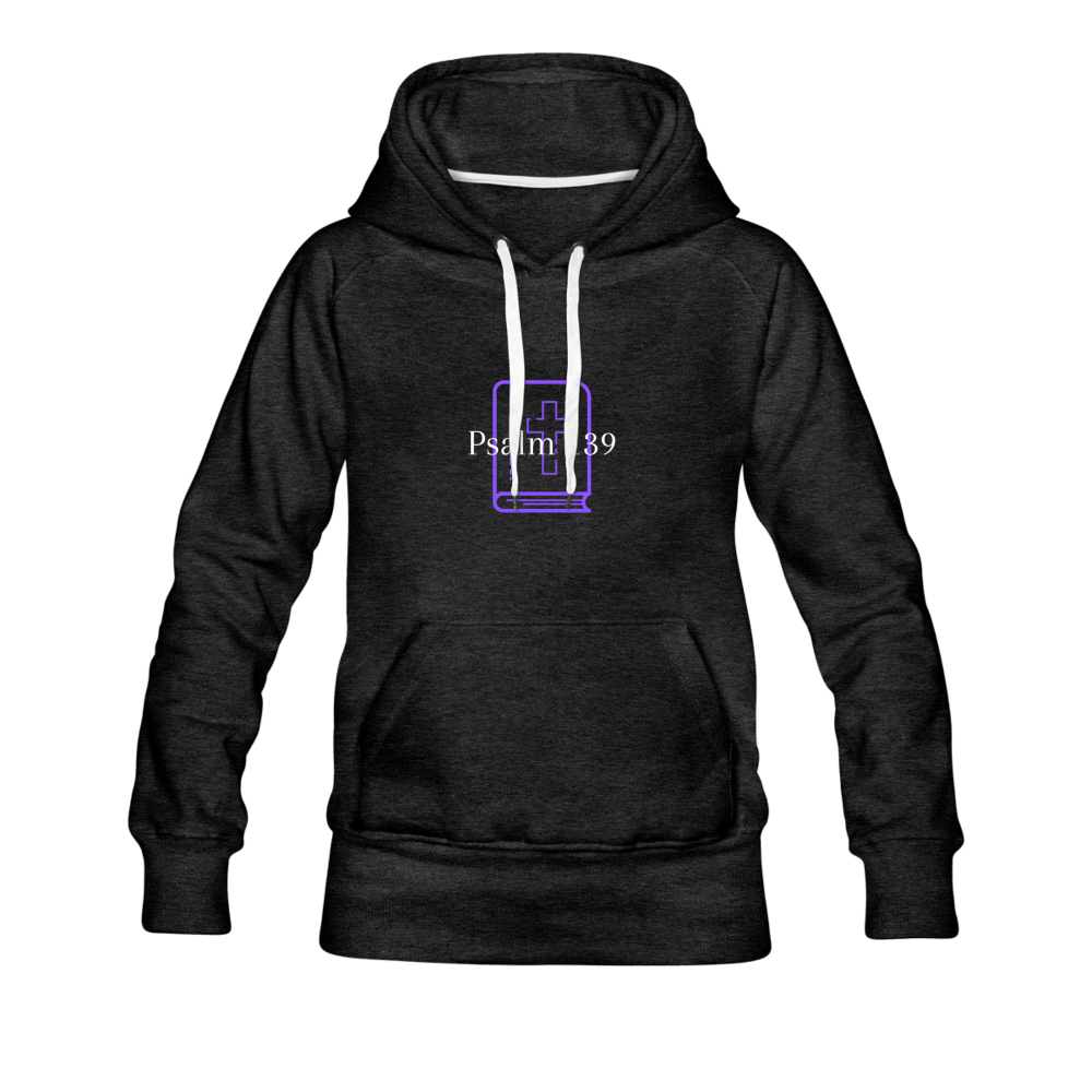 Psalm 139 (Purple) Women’s Premium Hoodie - charcoal gray