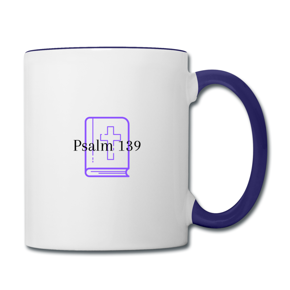 Psalm 139 (Purple) Contrast Coffee Mug - white/cobalt blue