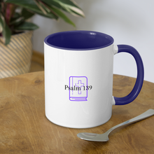 Load image into Gallery viewer, Psalm 139 (Purple) Contrast Coffee Mug - white/cobalt blue
