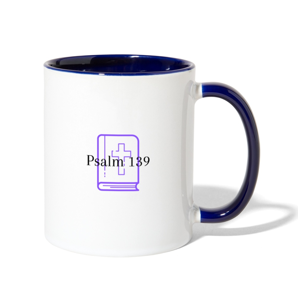 Psalm 139 (Purple) Contrast Coffee Mug - white/cobalt blue