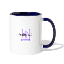 Load image into Gallery viewer, Psalm 139 (Purple) Contrast Coffee Mug - white/cobalt blue
