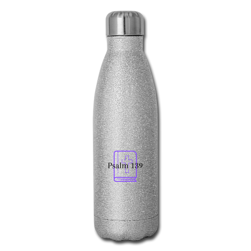 Psalm 139 (Purple) Insulated Stainless Steel Water Bottle - silver glitter