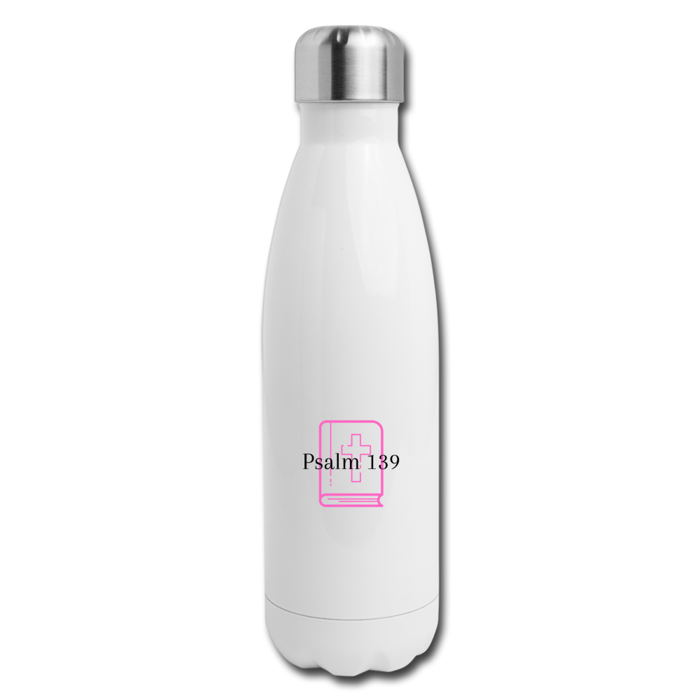 Psalm 139 (Pink) Insulated Stainless Steel Water Bottle - white