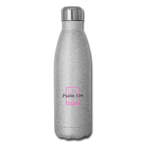 Psalm 139 (Pink) Insulated Stainless Steel Water Bottle - silver glitter