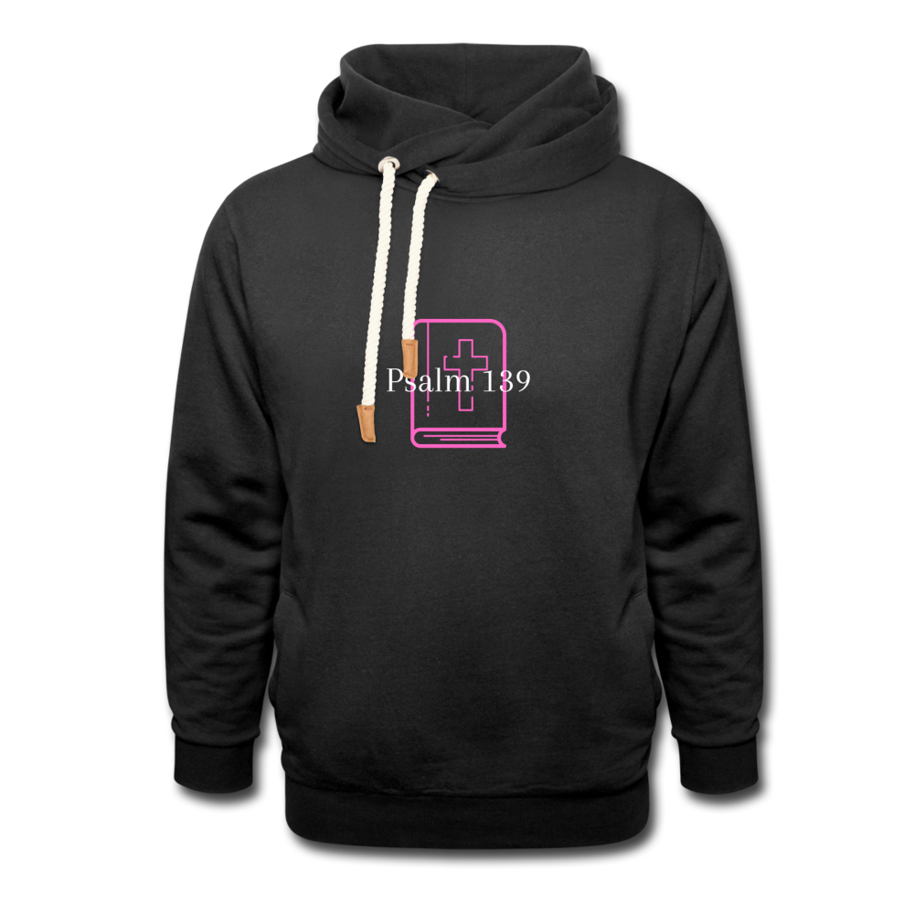 Psalm 139 (Pink & White) Shawl Collar Hoodie - black