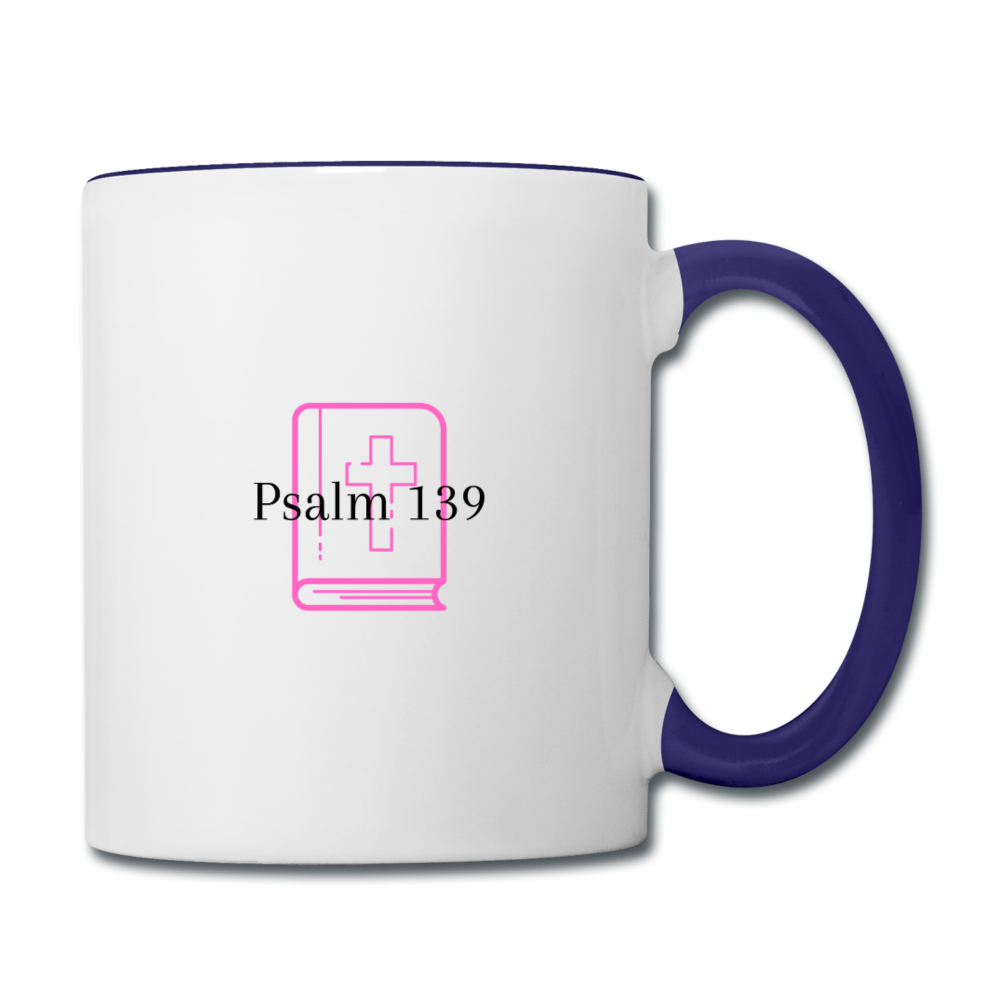 Psalm 139 (Pink) Contrast Coffee Mug - white/cobalt blue