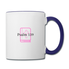 Load image into Gallery viewer, Psalm 139 (Pink) Contrast Coffee Mug - white/cobalt blue
