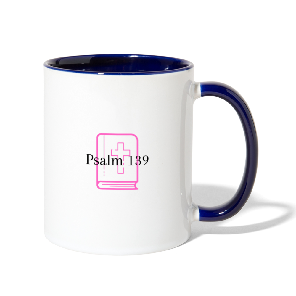 Psalm 139 (Pink) Contrast Coffee Mug - white/cobalt blue