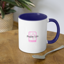 Load image into Gallery viewer, Psalm 139 (Pink) Contrast Coffee Mug - white/cobalt blue
