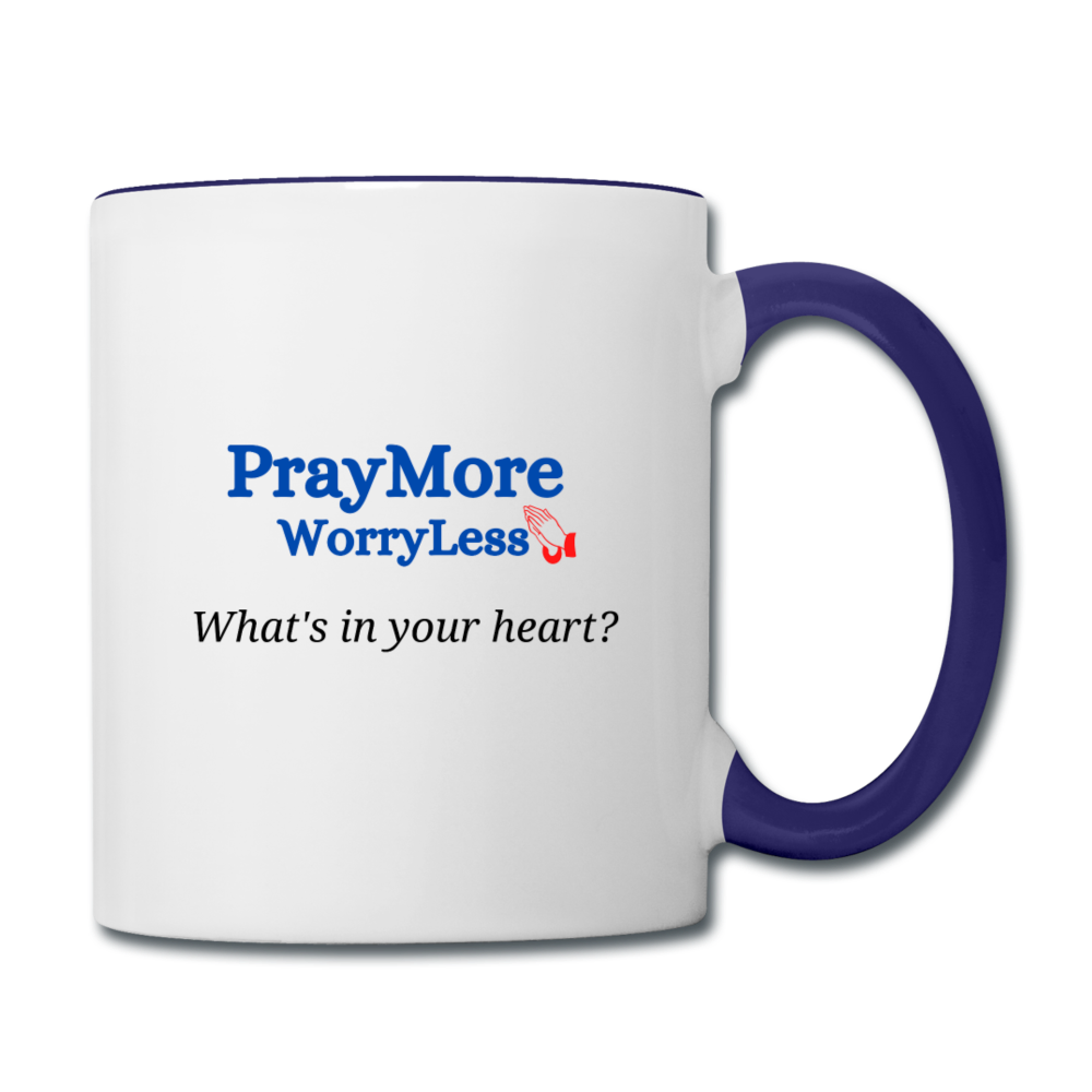What's In Your Heart? Contrast Coffee Mug - white/cobalt blue