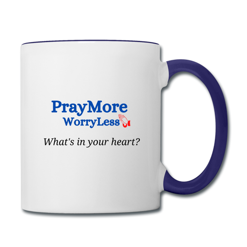 What's In Your Heart? Contrast Coffee Mug - white/cobalt blue