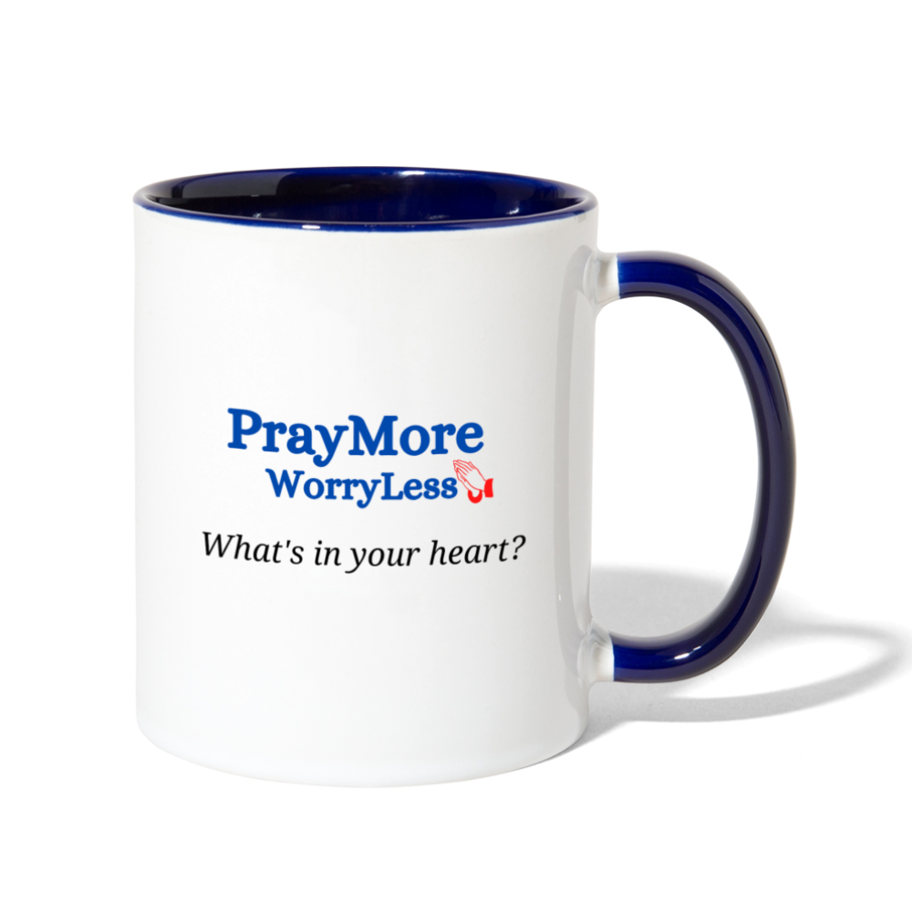 What's In Your Heart? Contrast Coffee Mug - white/cobalt blue