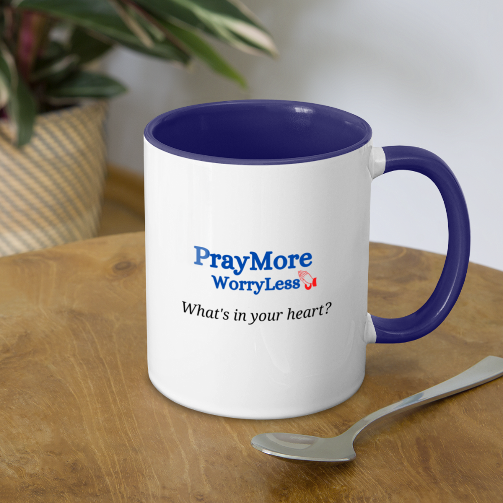 What's In Your Heart? Contrast Coffee Mug - white/cobalt blue