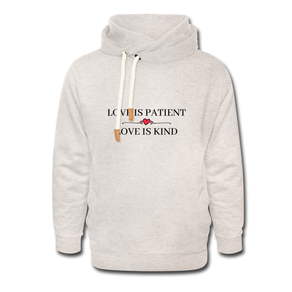 Love is... Shawl Collar Hoodie - heather oatmeal