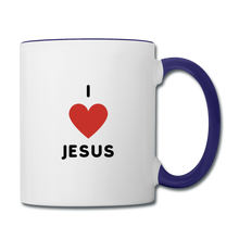 Load image into Gallery viewer, I 💗 Jesus Contrast Coffee Mug - white/cobalt blue
