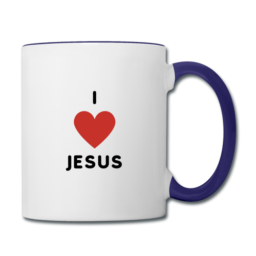 I 💗 Jesus Contrast Coffee Mug - white/cobalt blue