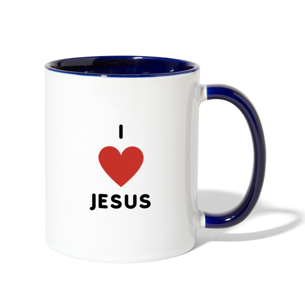 I 💗 Jesus Contrast Coffee Mug - white/cobalt blue