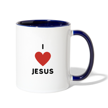 Load image into Gallery viewer, I 💗 Jesus Contrast Coffee Mug - white/cobalt blue
