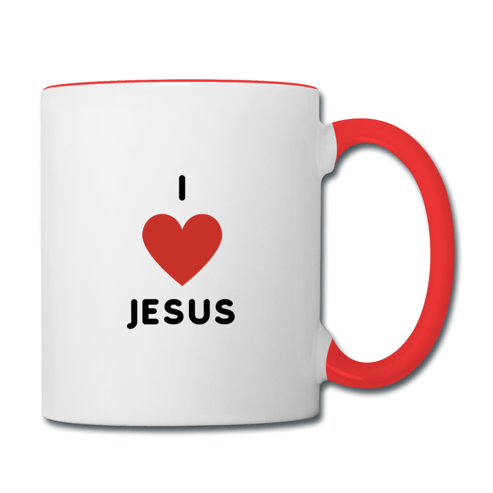 I 💗 Jesus Contrast Coffee Mug - white/red