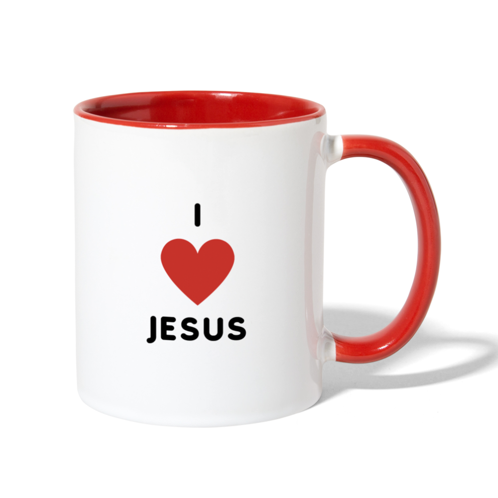 I 💗 Jesus Contrast Coffee Mug - white/red