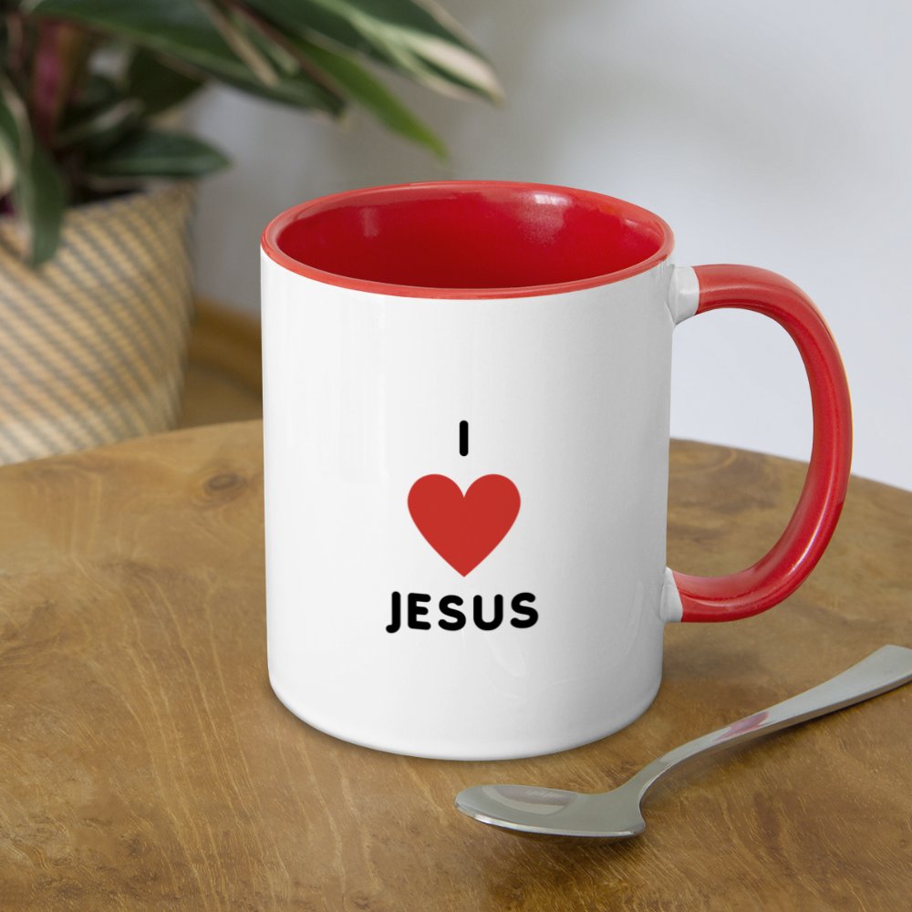 I 💗 Jesus Contrast Coffee Mug - white/red