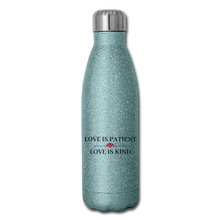 Load image into Gallery viewer, Love is... Insulated Stainless Steel Water Bottle - turquoise glitter
