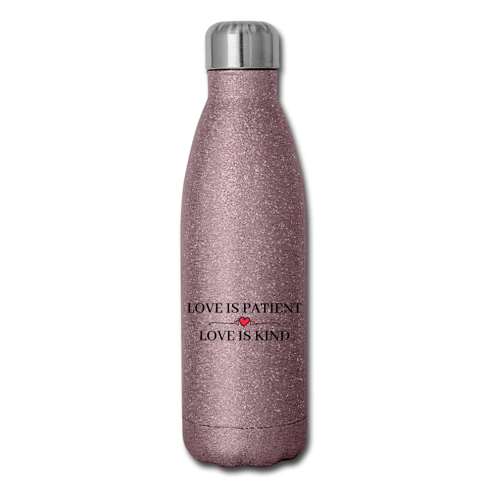 Love is... Insulated Stainless Steel Water Bottle - pink glitter