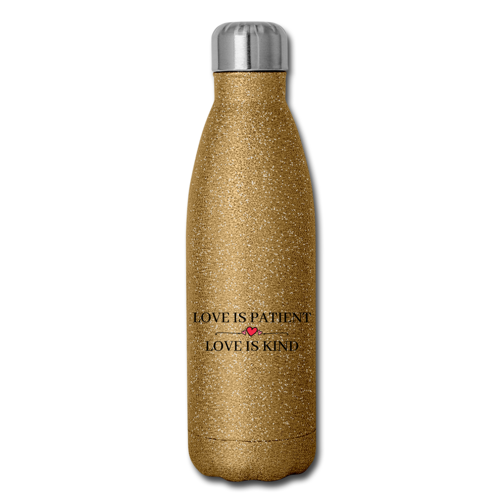 Love is... Insulated Stainless Steel Water Bottle - gold glitter