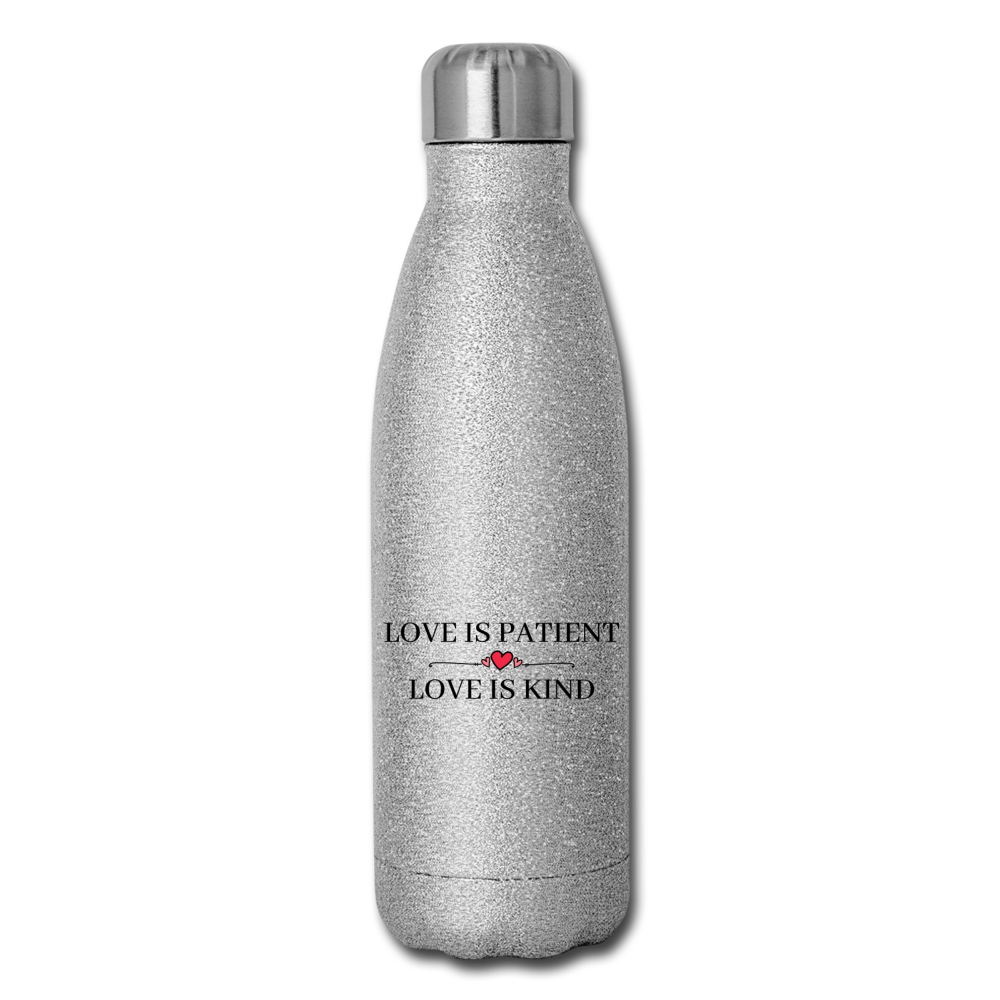Love is... Insulated Stainless Steel Water Bottle - silver glitter