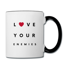 Load image into Gallery viewer, Love Your Enemies Contrast Coffee Mug - white/black
