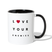 Load image into Gallery viewer, Love Your Enemies Contrast Coffee Mug - white/black
