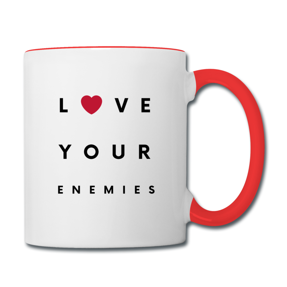 Love Your Enemies Contrast Coffee Mug - white/red