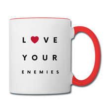 Load image into Gallery viewer, Love Your Enemies Contrast Coffee Mug - white/red
