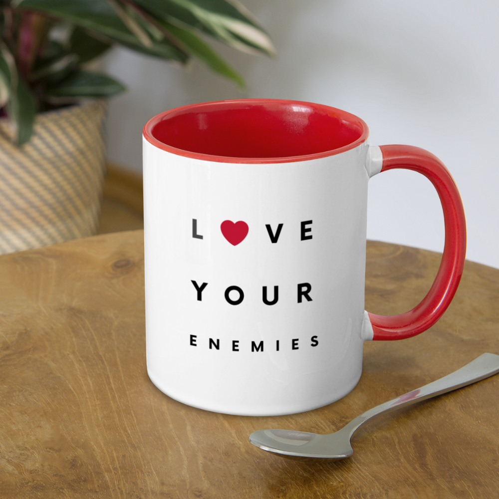 Love Your Enemies Contrast Coffee Mug - white/red