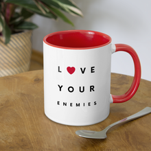 Load image into Gallery viewer, Love Your Enemies Contrast Coffee Mug - white/red
