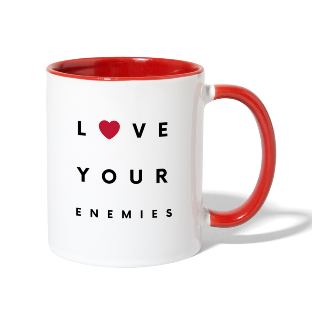 Love Your Enemies Contrast Coffee Mug - white/red
