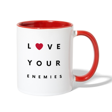 Load image into Gallery viewer, Love Your Enemies Contrast Coffee Mug - white/red
